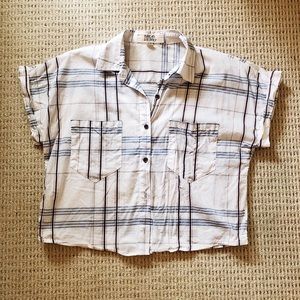 Checkered blue and white button up